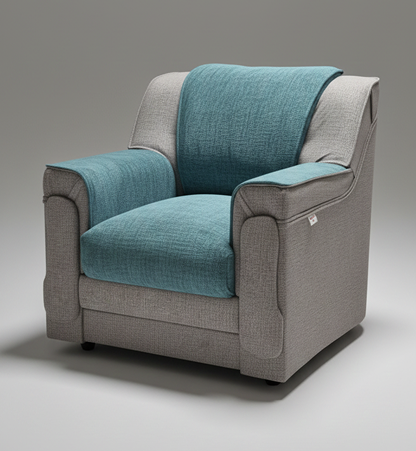 Heritage Luxury 3-Seater Sofa – Oceanic Teal & Dove Grey Edition
