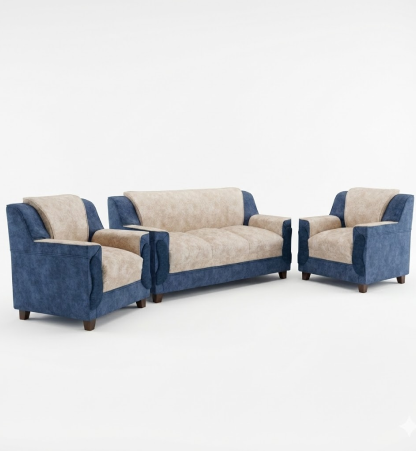 Recron Luxury 5-Seater Sofa – Navy Blue & Cream Edition