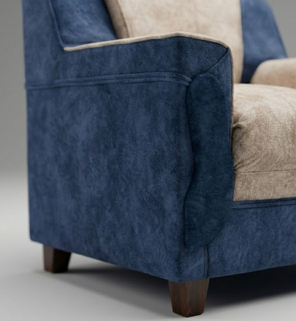 Recron Luxury 5-Seater Sofa – Navy Blue & Cream Edition