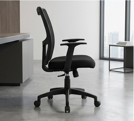 Collage of office chairs in various office settings