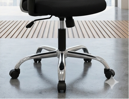 Black office chair shown from multiple angles in an indoor setting.