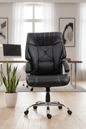 Black office chair shown from multiple angles on a white background