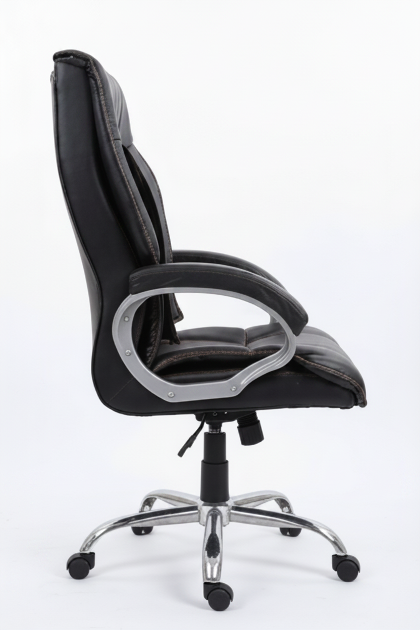 Black office chair shown from multiple angles on a white background