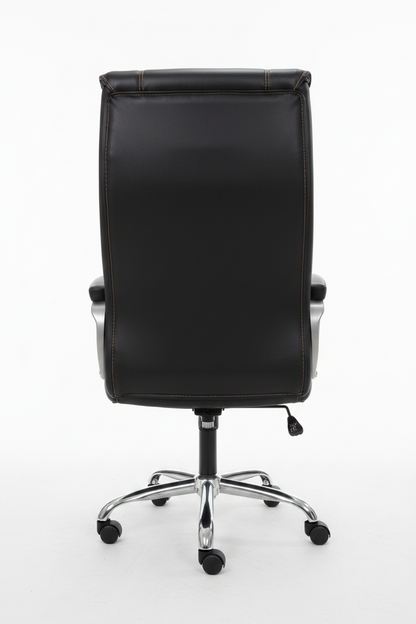 Black office chair shown from multiple angles on a gray background