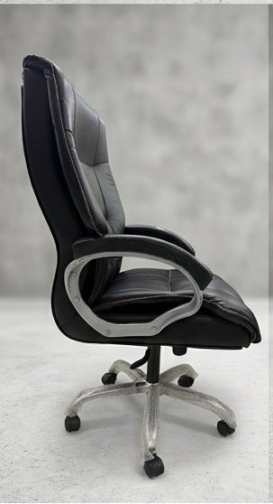 Black office chair shown from multiple angles on a gray background