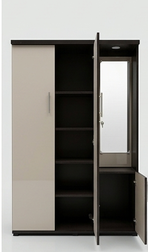 Multiview of a wardrobe with different angles and details on a white background