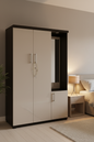 Multiview of a wardrobe with different angles and details on a white background