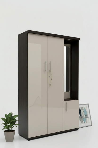 Multiview of a wardrobe with different angles and details on a white background