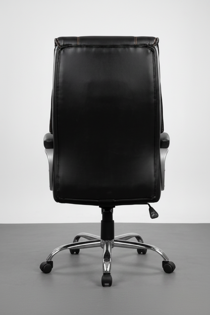 Black office chair shown from multiple angles on a gray background