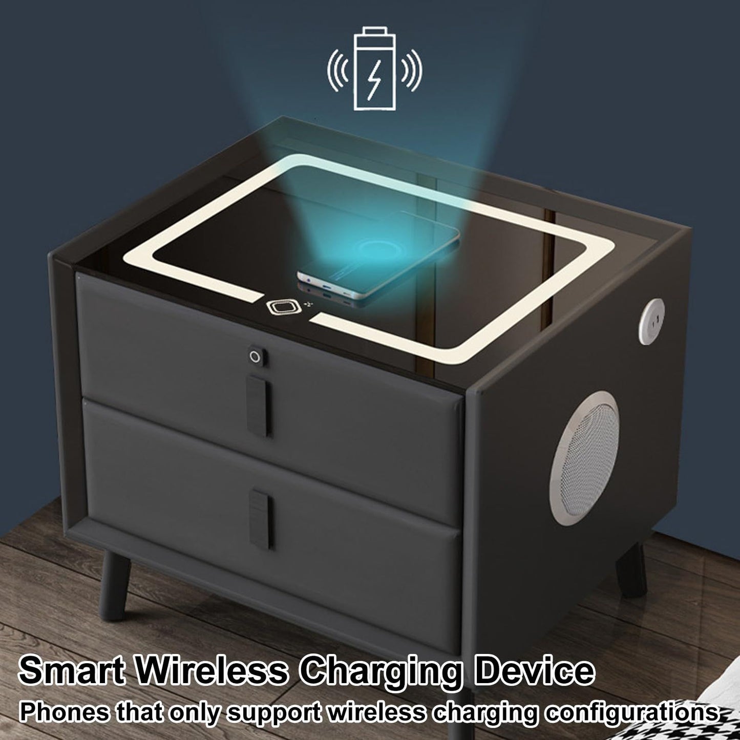 BED SIDE STORAGE (GEN_Z WIRE LESS  CHARGING)