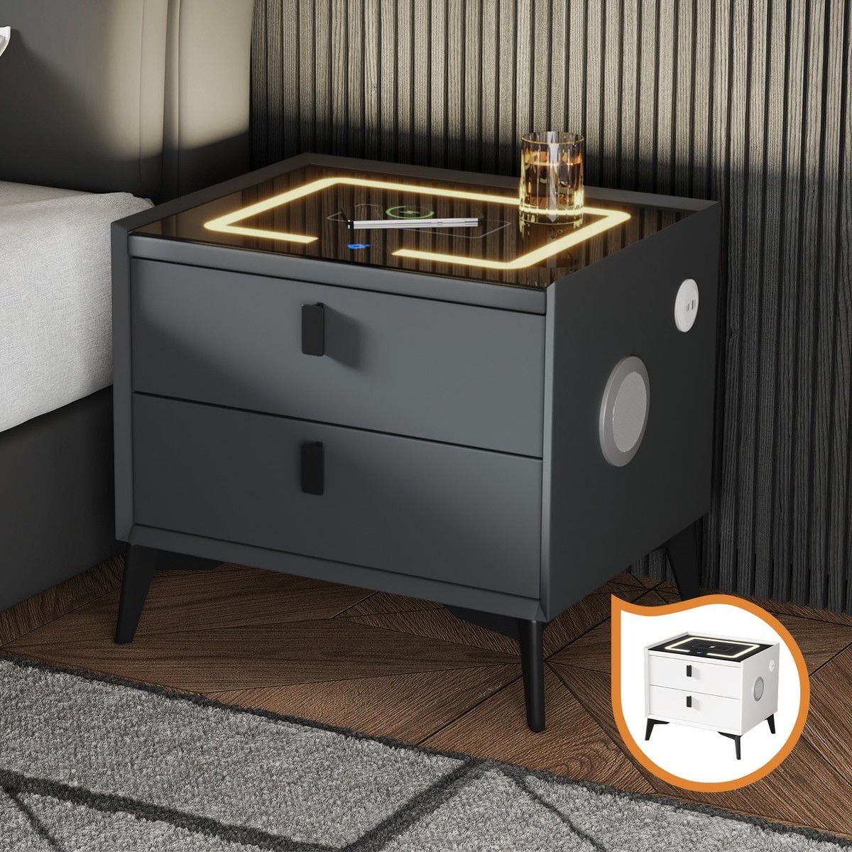 BED SIDE STORAGE (GEN_Z WIRE LESS  CHARGING)