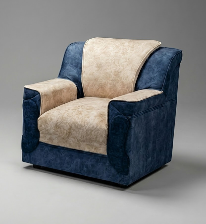 Recron Luxury 5-Seater Sofa – Navy Blue & Cream Edition