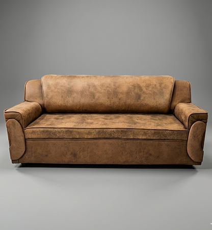 PU Foam Comfort 3-Seater Sofa – Classic Brown Edition