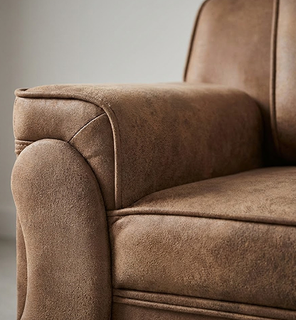 PU Foam Comfort 3-Seater Sofa – Classic Brown Edition