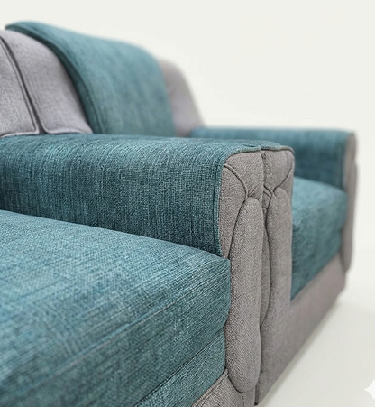 Heritage Luxury 3-Seater Sofa – Oceanic Teal & Dove Grey Edition
