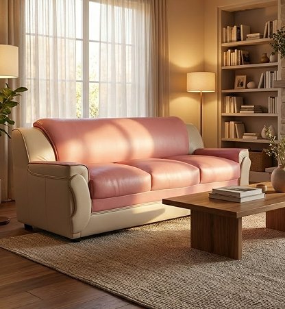 Recron Luxury 3-Seater Sofa – Blush Pink Edition