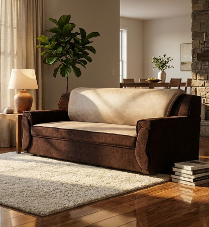 PU Foam Comfort 3-Seater Sofa – Dual-Tone Edition