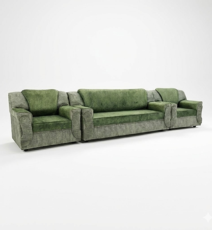 PU Foam Comfort 5-Seater Sofa – Olive Green Edition